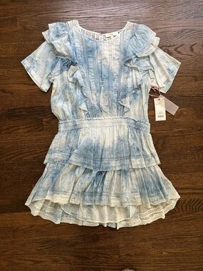 Loveshack Fancy Natasha dress light blue/Pacific Indigo- XL NWT